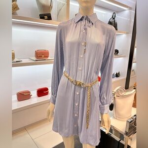 Like new Michael Kors shirt dress in blue white stripes
